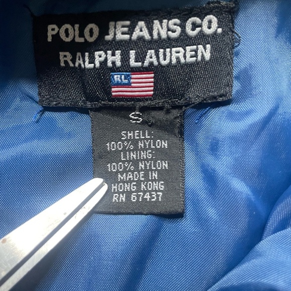 Vtg Polo Jeans Ralph Lauren Packable Hood Track Jacket Men Small Zip Black Blue - Picture 5 of 8